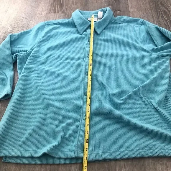 Elisabeth by Liz Claiborne Corduroy Long Sleeve Blue Shirt Petite 2 Plus Size - Picture 9 of 9